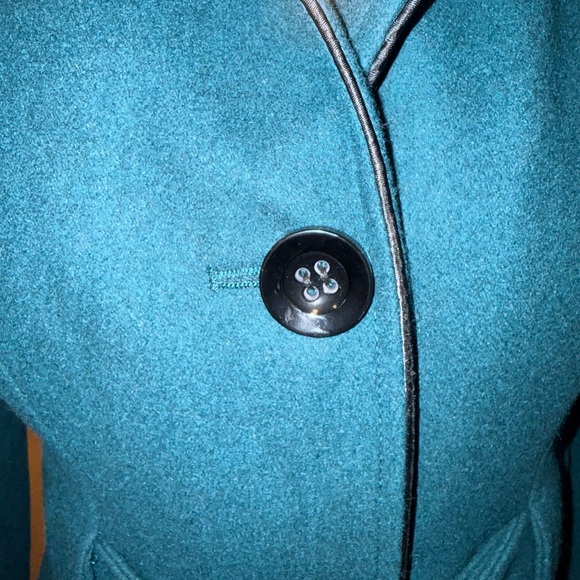 Cozy Luxe Teal Wool Coat | Fit & Flare Belted Mid-Length Jacket - Picture 4 of 11